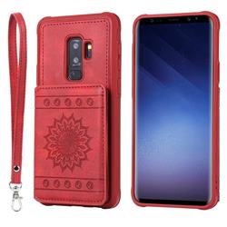 Luxury Embossing Sunflower Multifunction Leather Back Cover for Samsung Galaxy S9 Plus(S9+) - Red