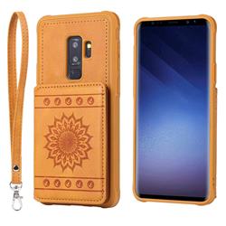 Luxury Embossing Sunflower Multifunction Leather Back Cover for Samsung Galaxy S9 Plus(S9+) - Brown