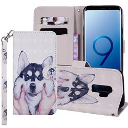 Husky Dog 3D Painted Leather Phone Wallet Case Cover for Samsung Galaxy S9 Plus(S9+)