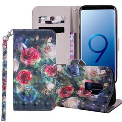 Rose Flower 3D Painted Leather Phone Wallet Case Cover for Samsung Galaxy S9 Plus(S9+)