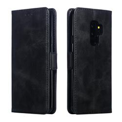Retro Classic Calf Pattern Leather Wallet Phone Case for Samsung Galaxy S9 Plus(S9+) - Black