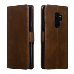 Retro Classic Calf Pattern Leather Wallet Phone Case for Samsung Galaxy S9 Plus(S9+) - Brown