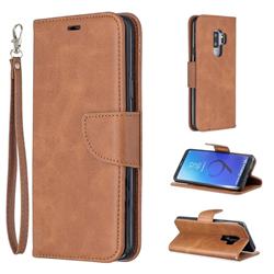 Classic Sheepskin PU Leather Phone Wallet Case for Samsung Galaxy S9 Plus(S9+) - Brown