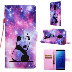 Panda Baby Matte Leather Wallet Phone Case for Samsung Galaxy S9 Plus(S9+)