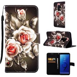 Black Rose Matte Leather Wallet Phone Case for Samsung Galaxy S9 Plus(S9+)
