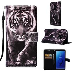 Black and White Tiger Matte Leather Wallet Phone Case for Samsung Galaxy S9 Plus(S9+)