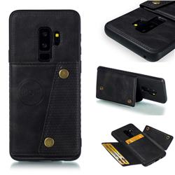 Retro Multifunction Card Slots Stand Leather Coated Phone Back Cover for Samsung Galaxy S9 Plus(S9+) - Black