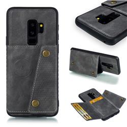 Retro Multifunction Card Slots Stand Leather Coated Phone Back Cover for Samsung Galaxy S9 Plus(S9+) - Gray