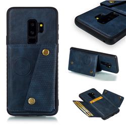 Retro Multifunction Card Slots Stand Leather Coated Phone Back Cover for Samsung Galaxy S9 Plus(S9+) - Blue
