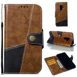 Retro Magnetic Stitching Wallet Flip Cover for Samsung Galaxy S9 Plus(S9+) - Brown