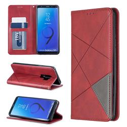 Prismatic Slim Magnetic Sucking Stitching Wallet Flip Cover for Samsung Galaxy S9 Plus(S9+) - Red