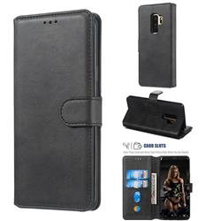 Retro Calf Matte Leather Wallet Phone Case for Samsung Galaxy S9 Plus(S9+) - Black