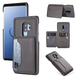 Luxury Magnetic Double Buckle Leather Phone Case for Samsung Galaxy S9 Plus(S9+) - Gray
