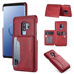 Luxury Magnetic Double Buckle Leather Phone Case for Samsung Galaxy S9 Plus(S9+) - Red
