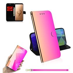 Shining Mirror Like Surface Leather Wallet Case for Samsung Galaxy S9 Plus(S9+) - Rainbow Gradient