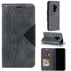 Retro S Streak Magnetic Leather Wallet Phone Case for Samsung Galaxy S9 Plus(S9+) - Gray