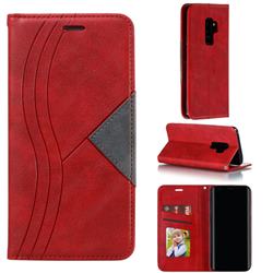 Retro S Streak Magnetic Leather Wallet Phone Case for Samsung Galaxy S9 Plus(S9+) - Red