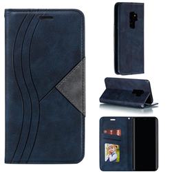 Retro S Streak Magnetic Leather Wallet Phone Case for Samsung Galaxy S9 Plus(S9+) - Blue