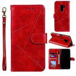 Embossing Geometric Leather Wallet Case for Samsung Galaxy S9 Plus(S9+) - Red