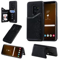 Yikatu Luxury Cute Cats Multifunction Magnetic Card Slots Stand Leather Back Cover for Samsung Galaxy S9 Plus(S9+) - Black