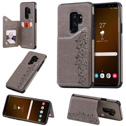 Yikatu Luxury Cute Cats Multifunction Magnetic Card Slots Stand Leather Back Cover for Samsung Galaxy S9 Plus(S9+) - Gray