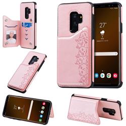 Yikatu Luxury Cute Cats Multifunction Magnetic Card Slots Stand Leather Back Cover for Samsung Galaxy S9 Plus(S9+) - Rose Gold