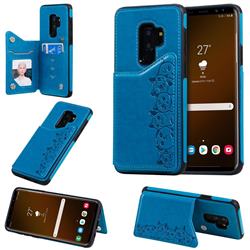 Yikatu Luxury Cute Cats Multifunction Magnetic Card Slots Stand Leather Back Cover for Samsung Galaxy S9 Plus(S9+) - Blue