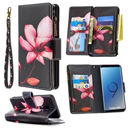 Lotus Flower Binfen Color BF03 Retro Zipper Leather Wallet Phone Case for Samsung Galaxy S9 Plus(S9+)