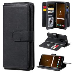 Multi-function Ten Card Slots and Photo Frame PU Leather Wallet Phone Case Cover for Samsung Galaxy S9 Plus(S9+) - Black