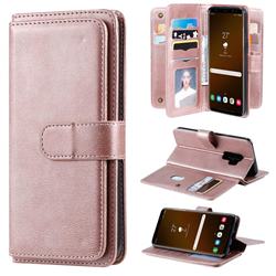 Multi-function Ten Card Slots and Photo Frame PU Leather Wallet Phone Case Cover for Samsung Galaxy S9 Plus(S9+) - Rose Gold