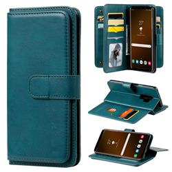 Multi-function Ten Card Slots and Photo Frame PU Leather Wallet Phone Case Cover for Samsung Galaxy S9 Plus(S9+) - Dark Green