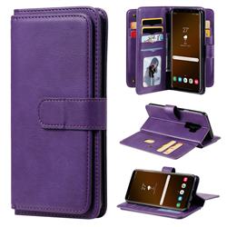 Multi-function Ten Card Slots and Photo Frame PU Leather Wallet Phone Case Cover for Samsung Galaxy S9 Plus(S9+) - Violet