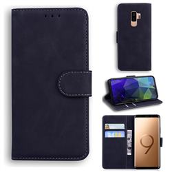 Retro Classic Skin Feel Leather Wallet Phone Case for Samsung Galaxy S9 Plus(S9+) - Black