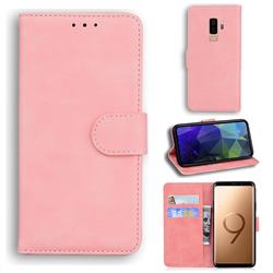 Retro Classic Skin Feel Leather Wallet Phone Case for Samsung Galaxy S9 Plus(S9+) - Pink