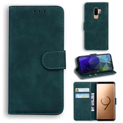 Retro Classic Skin Feel Leather Wallet Phone Case for Samsung Galaxy S9 Plus(S9+) - Green