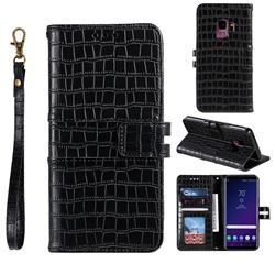 Luxury Crocodile Magnetic Leather Wallet Phone Case for Samsung Galaxy S9 Plus(S9+) - Black