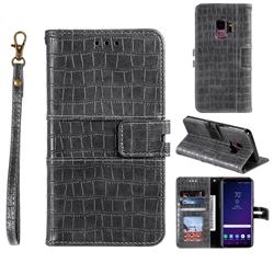 Luxury Crocodile Magnetic Leather Wallet Phone Case for Samsung Galaxy S9 Plus(S9+) - Gray