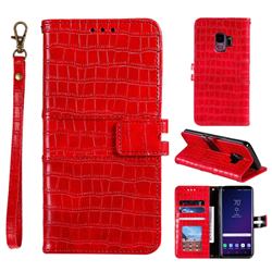 Luxury Crocodile Magnetic Leather Wallet Phone Case for Samsung Galaxy S9 Plus(S9+) - Red