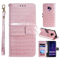 Luxury Crocodile Magnetic Leather Wallet Phone Case for Samsung Galaxy S9 Plus(S9+) - Rose Gold