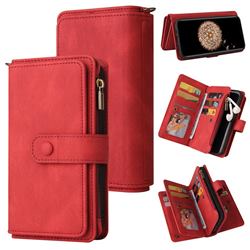 Luxury Multi-functional Zipper Wallet Leather Phone Case Cover for Samsung Galaxy S9 Plus(S9+) - Red