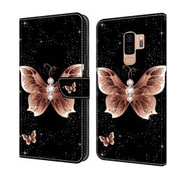 Black Diamond Butterfly Crystal PU Leather Protective Wallet Case Cover for Samsung Galaxy S9 Plus(S9+)