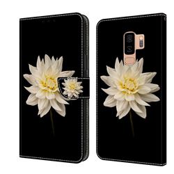 White Flower Crystal PU Leather Protective Wallet Case Cover for Samsung Galaxy S9 Plus(S9+)