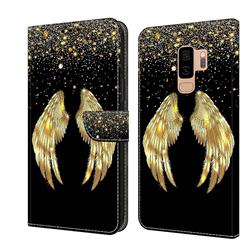 Golden Angel Wings Crystal PU Leather Protective Wallet Case Cover for Samsung Galaxy S9 Plus(S9+)