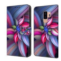 Colorful Flower Crystal PU Leather Protective Wallet Case Cover for Samsung Galaxy S9 Plus(S9+)