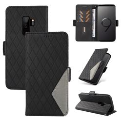 Grid Pattern Splicing Protective Wallet Case Cover for Samsung Galaxy S9 Plus(S9+) - Black