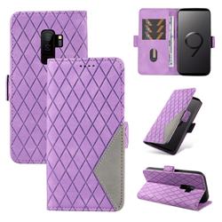 Grid Pattern Splicing Protective Wallet Case Cover for Samsung Galaxy S9 Plus(S9+) - Purple