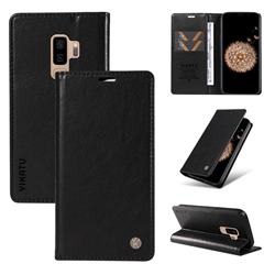 YIKATU Litchi Card Magnetic Automatic Suction Leather Flip Cover for Samsung Galaxy S9 Plus(S9+) - Black