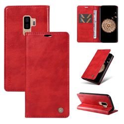 YIKATU Litchi Card Magnetic Automatic Suction Leather Flip Cover for Samsung Galaxy S9 Plus(S9+) - Bright Red