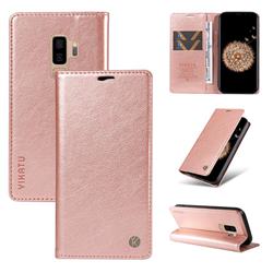 YIKATU Litchi Card Magnetic Automatic Suction Leather Flip Cover for Samsung Galaxy S9 Plus(S9+) - Rose Gold
