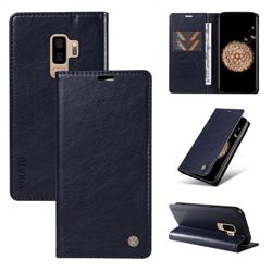 YIKATU Litchi Card Magnetic Automatic Suction Leather Flip Cover for Samsung Galaxy S9 Plus(S9+) - Navy Blue